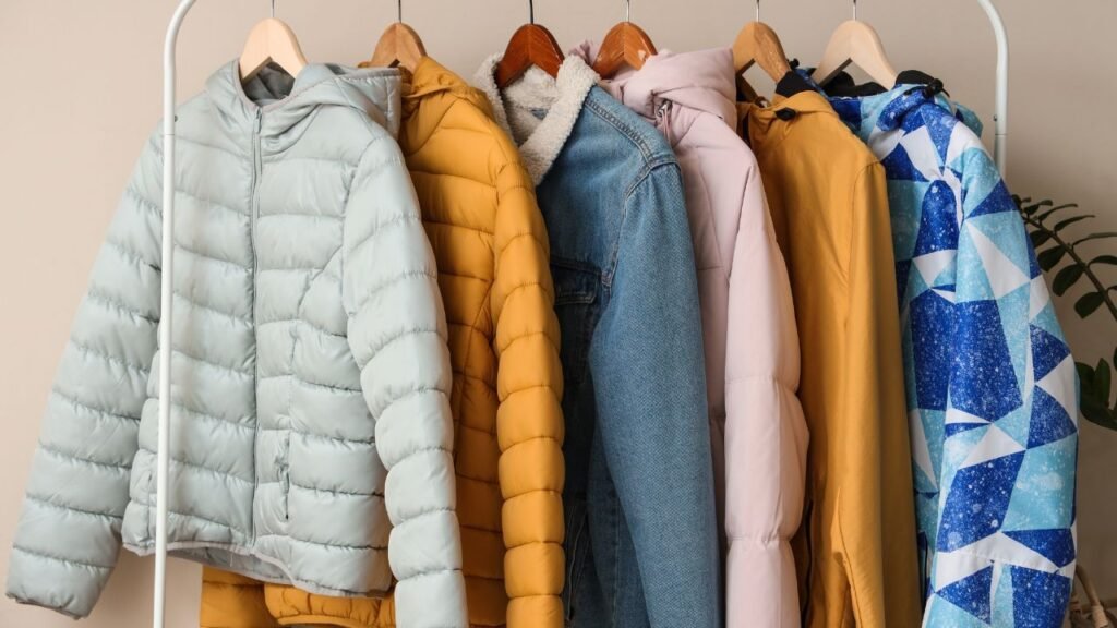 
Rack with Warm Jackets in Interior of Dressing Room